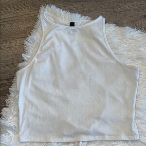 ALYA Open Back White Ribbed Tank Top - XL